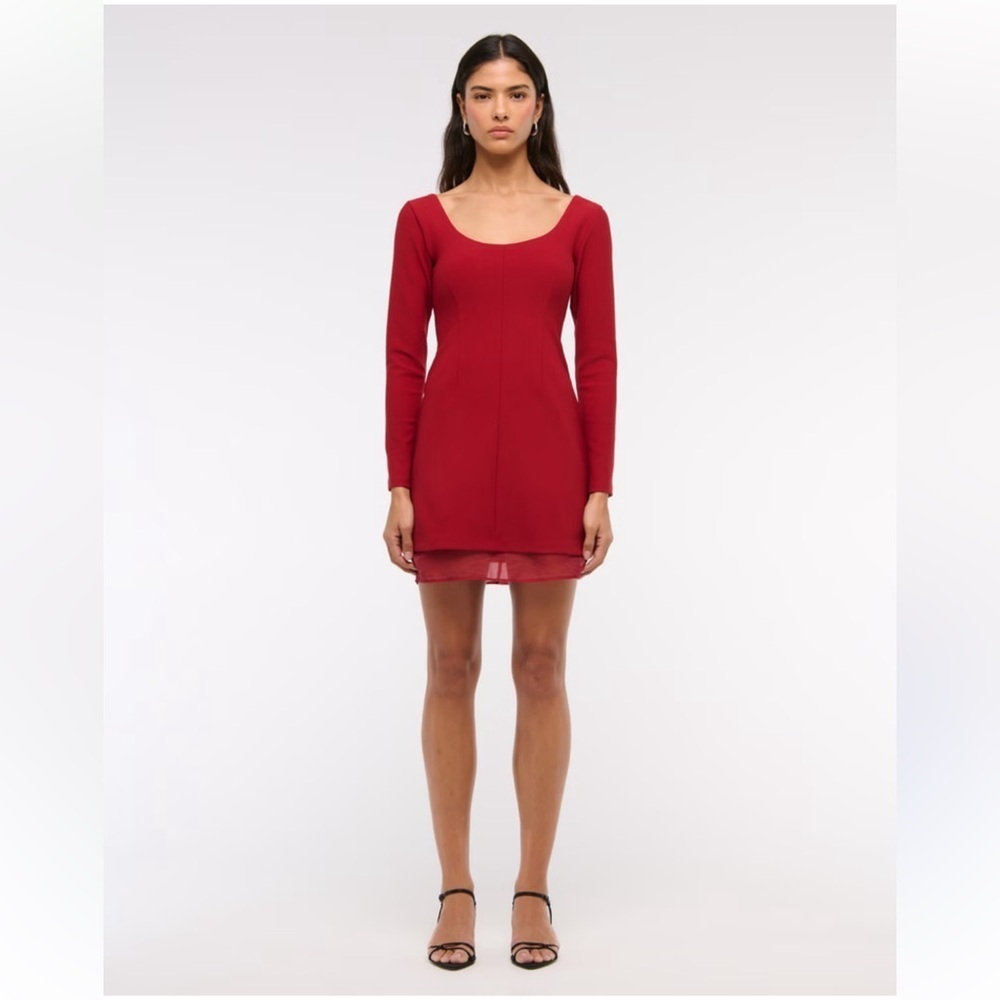 Abercrombie & Fitch Vibrant Red Long Sleeve Dress